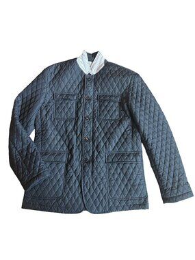 Enzo Navy Quilted Diamond Jacket Coat Button Front Fall Winter Size Large Men's